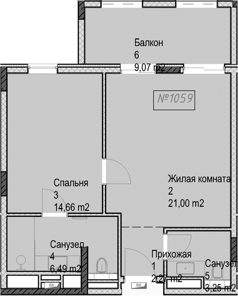 2-комн., 47.7 м², 1/4 этаж, ЖК «Гостиничный комплекс Николай 1»