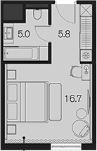Студия, 27.5 м², 2/4 этаж, ЖК «Benefit Sky Breeze Sochi»