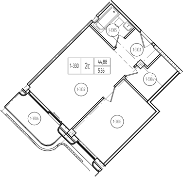 Продается 2-комн. квартира, 44.89 м²