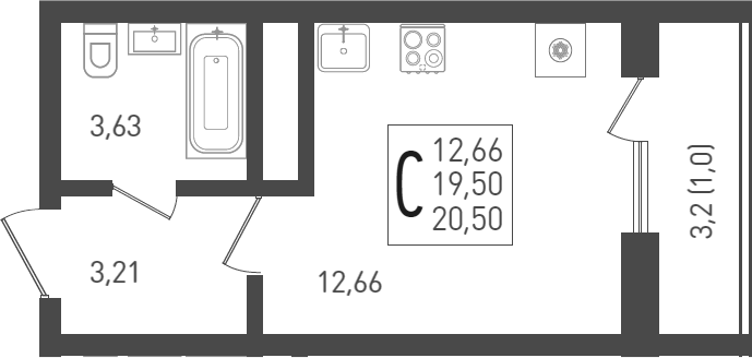Продается 1-комн. квартира, 20.4 м²