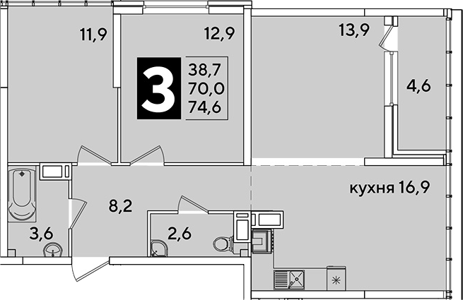 Продается 4-комн. квартира, 70 м²