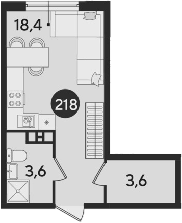 Студия, 25.6 м², 6/9 этаж, ЖК «Парк Победы»