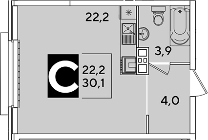 Студия, 30.1 м², 9/16 этаж, ЖК «Самолет»