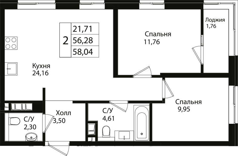 Продается 3-комн. квартира, 50.6 м²