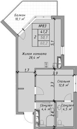 2-комн. Оазис Азова