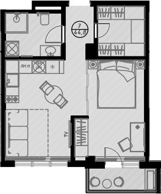 Студия, 41.6 м², 3/7 этаж, ЖК «Оливия»