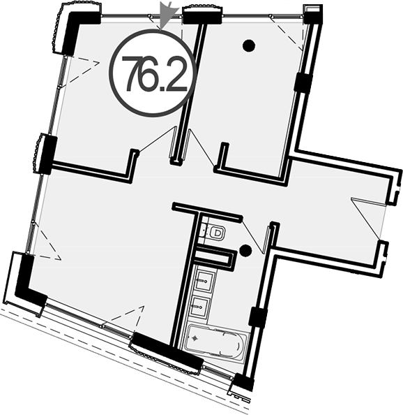 Объект, 76.2 м², 2/3 этаж, ЖК «Гостиничный комплекс GRAND CASCADE»