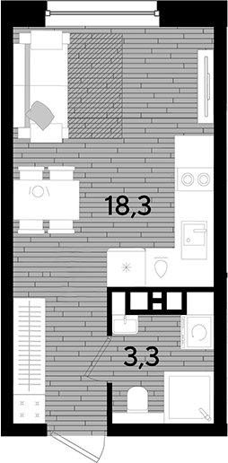 Студия, 21.6 м², 3/16 этаж, ЖК «DОГМА ПАРК»