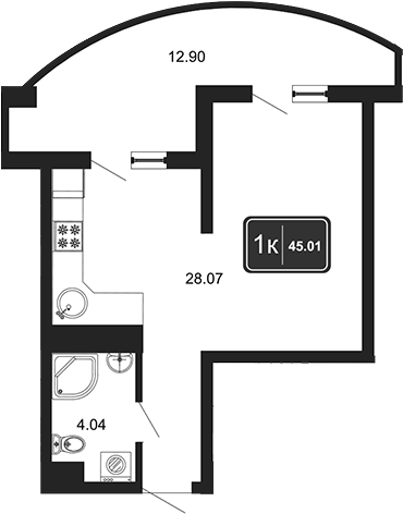 Студия, 32.11 м², 6/8 этаж, ЖК «Гостиничный комплекс Marine Garden 4»