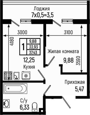 1-комн. Ботаника Хиллс