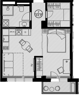 Студия, 41.6 м², 6/7 этаж, ЖК «Оливия»