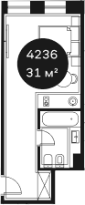 Объект, 30.97 м², 4/4 этаж, ЖК «Резиденция Волна»