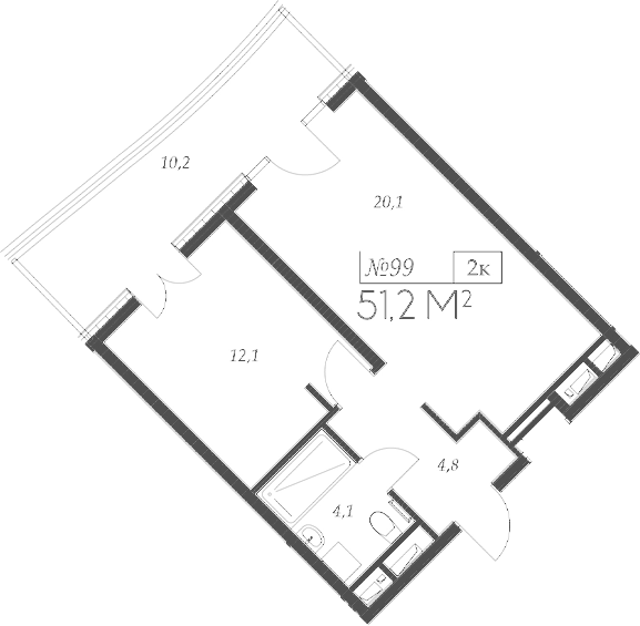 2-комн., 41 м², 8/9 этаж, ЖК «Морелло»