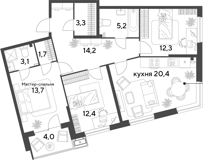 Продается 4-комн. квартира, 86.3 м²
