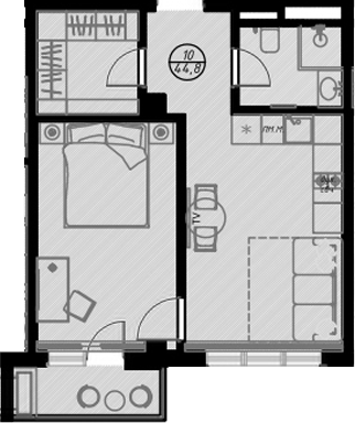 Студия, 41.6 м², 2/7 этаж, ЖК «Оливия»