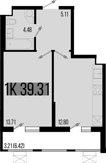 1-комн., 36.1 м², 1/8 этаж, ЖК «Цветной бульвар»