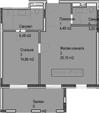 2-комн., 54 м², 5/6 этаж, ЖК «Гостиничный комплекс Николай 1»