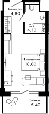 Студия, 27.7 м², 4/8 этаж, ЖК «Курортный отель Алеан Селект Агой»