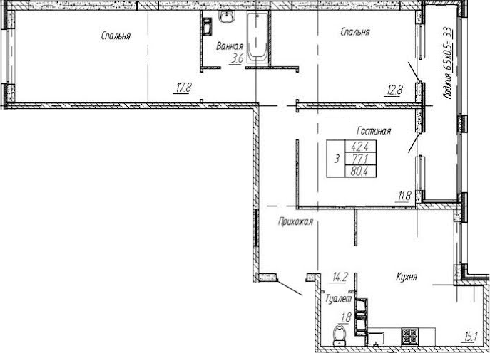 3-комн. Архитектор. ГК ЮгСтройИнвест