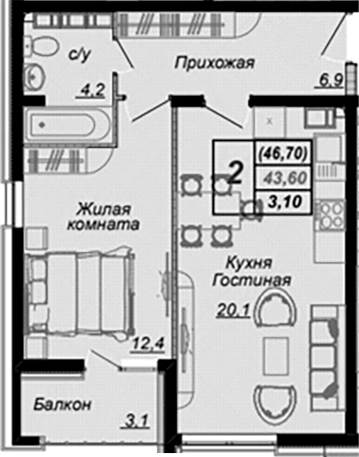 1-комн. Чайные Холмы