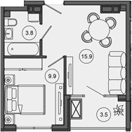 Продается 2-комн. квартира, 29.6 м²