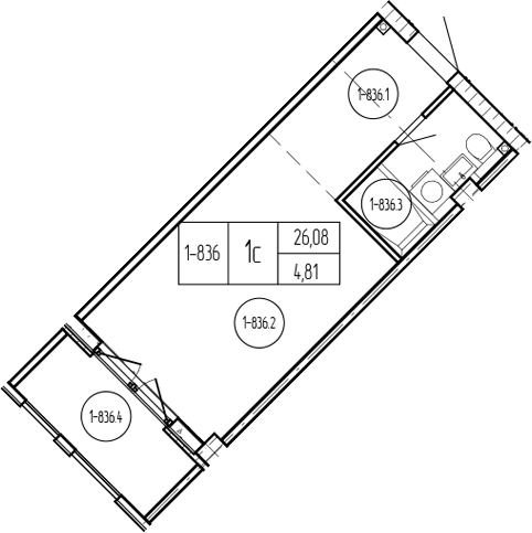 Продается 1-комн. квартира, 26.08 м²
