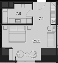 Студия, 40.5 м², 4/4 этаж, ЖК «Benefit Sky Breeze Sochi»