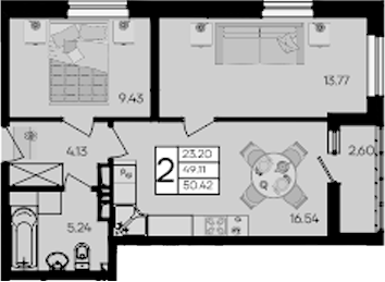 Продается 2-комн. квартира, 49.11 м²