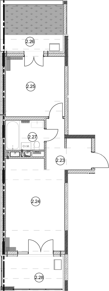1-комн., 43.2 м², 2/5 этаж, ЖК «Эден Ривьера»
