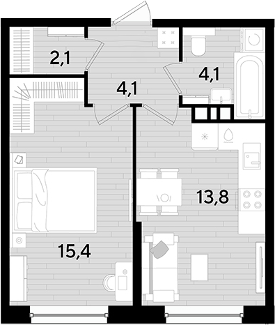 Продается 1-комн. квартира, 39.5 м²