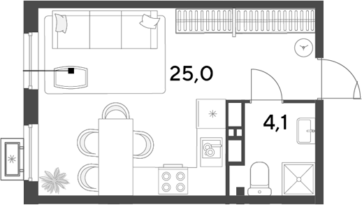 Студия, 29.1 м², 11/18 этаж, ЖК «Парк Победы»