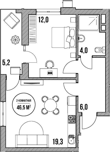 Продается 2-комн. квартира, 41.3 м²