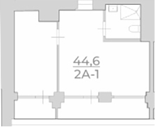 Объект, 44.6 м², 3/4 этаж, ЖК «Комплекс Luciano»