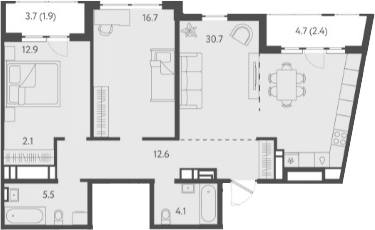 3-комн., 83.5 м², 24/24 этаж, ЖК «Все Свои VIP»