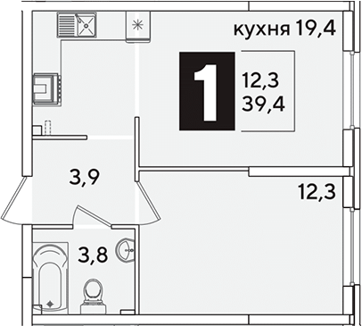 Продается 2-комн. квартира, 39.4 м²