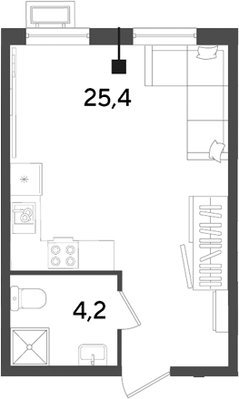 Студия, 29.6 м², 2/18 этаж, ЖК «Парк Победы»