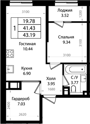Продается 2-комн. квартира, 40.93 м²