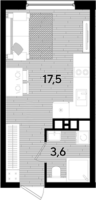 Продается 1-комн. квартира, 21.1 м²