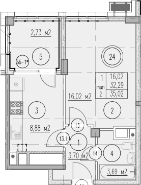 1-комн., 32.29 м², 4/10 этаж, ЖК «Agoy Park Residence by Lavicon»