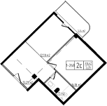 2-комн., 46.42 м², 2/10 этаж, ЖК «Лучи»