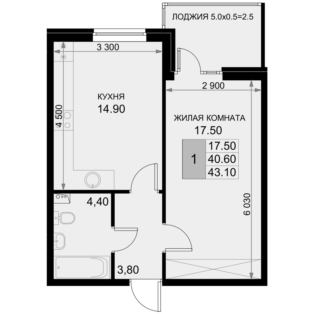 Продается 1-комн. квартира, 39.1 м²