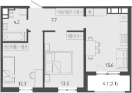 3-комн., 53.6 м², 12/24 этаж, ЖК «Все Свои VIP»