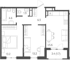 3-комн., 55 м², 4/24 этаж, ЖК «Все Свои VIP»