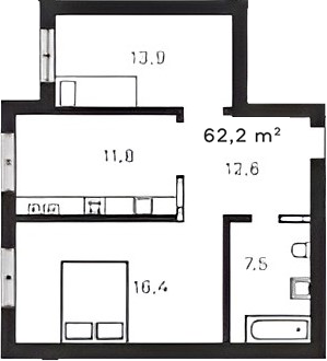 Продается 2-комн. квартира, 62.2 м²