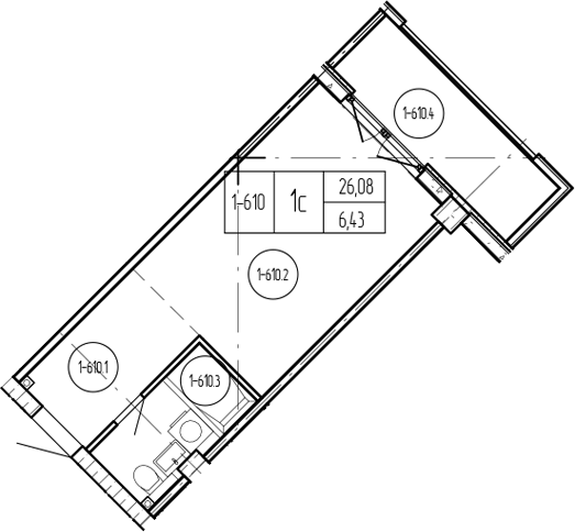 Студия, 26.08 м², 5/9 этаж, ЖК «Лучи»