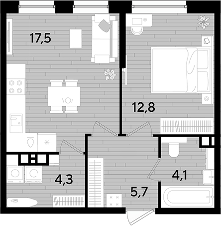 Продается 1-комн. квартира, 44.4 м²