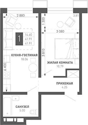 1-комн. Иначе в Молодежном