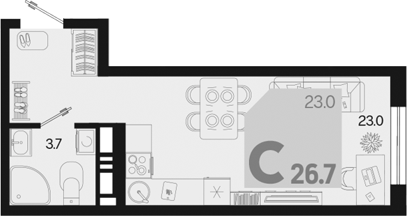 Продается 1-комн. квартира, 26.7 м²