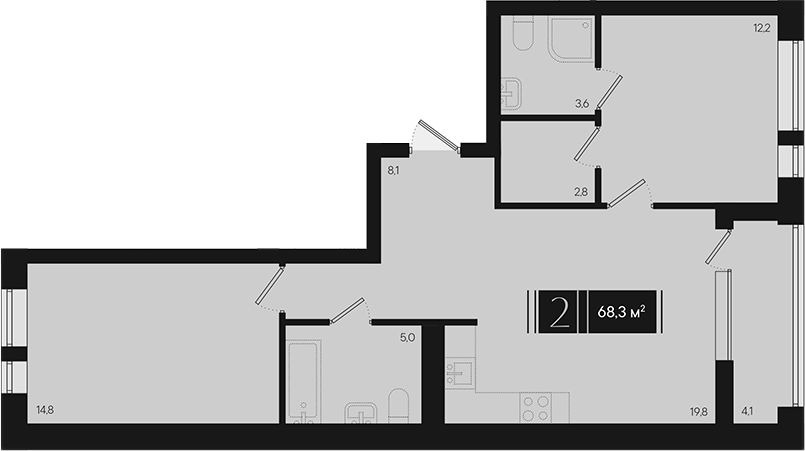 Продается 2-комн. квартира, 66.25 м²