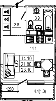 Продается 1-комн. квартира, 21.9 м²